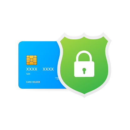 Secure credit card transaction. Payment protection concepts, Secure payment. Vector stock illustration.