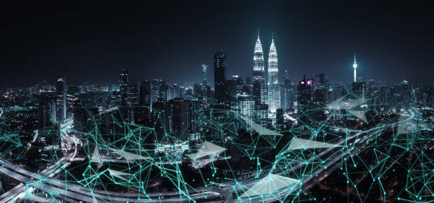 istock Morden city and intelligent communication network 1131377077