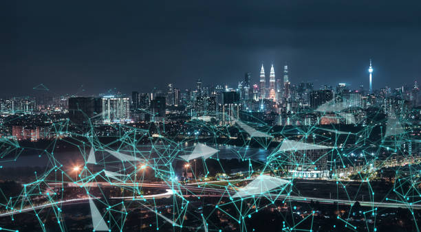 istock Morden city and intelligent communication network 1131377170