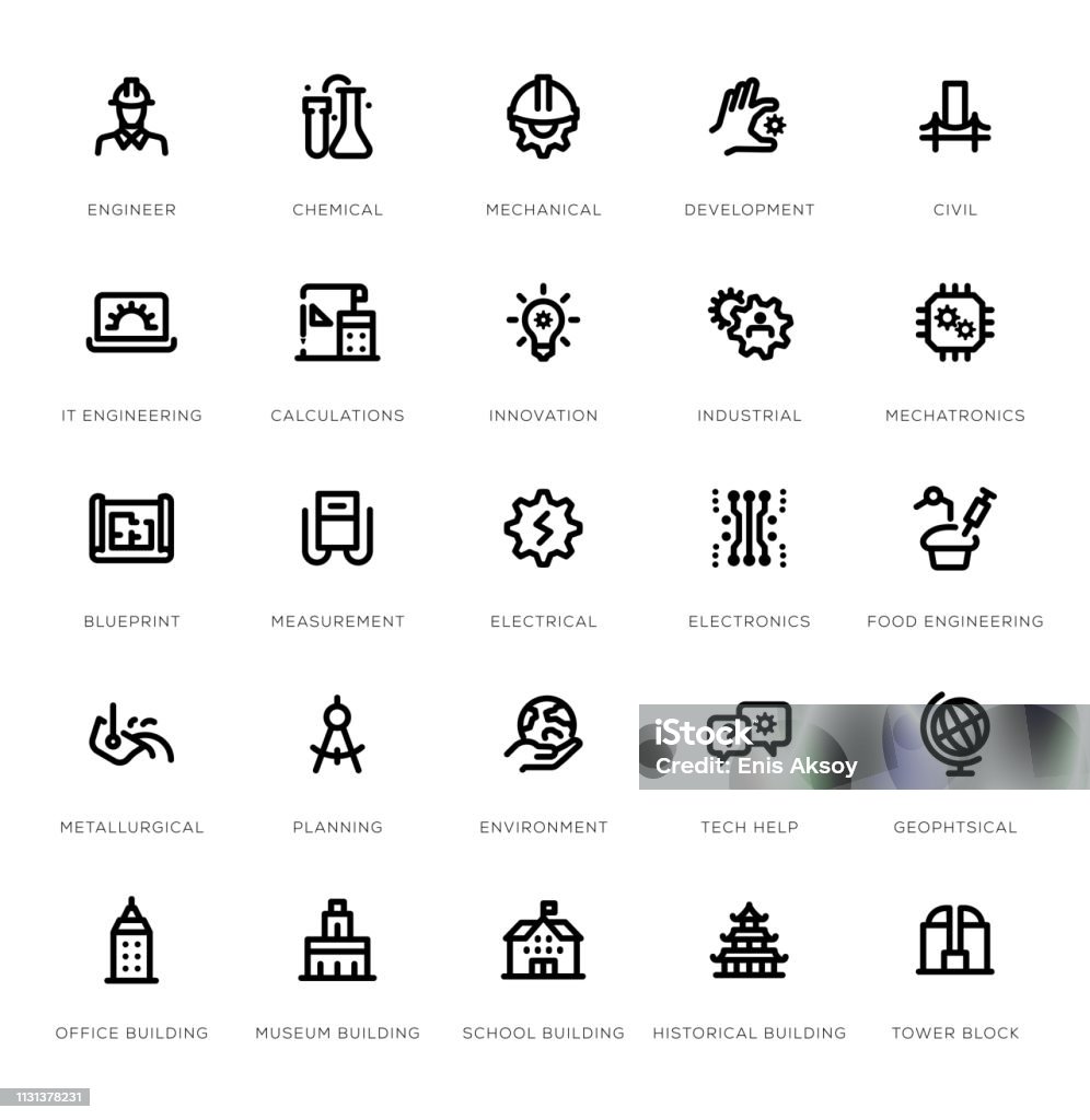 Engineering Line Icon Set Icon Symbol stock vector
