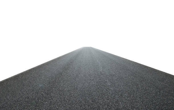 estrada asfaltada isolada no fundo branco - road asphalt street textured - fotografias e filmes do acervo