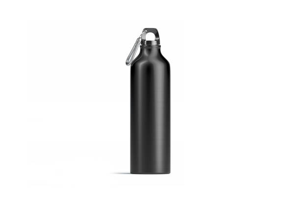 istock Blank black metal sport bottle mock up, isolated, front view 1131379873