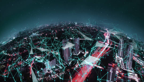 istock Morden city and intelligent communication network 1131379901