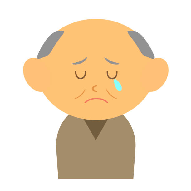 Crying grandfather A grandfather is crying. clip art of a old man crying stock illustrations