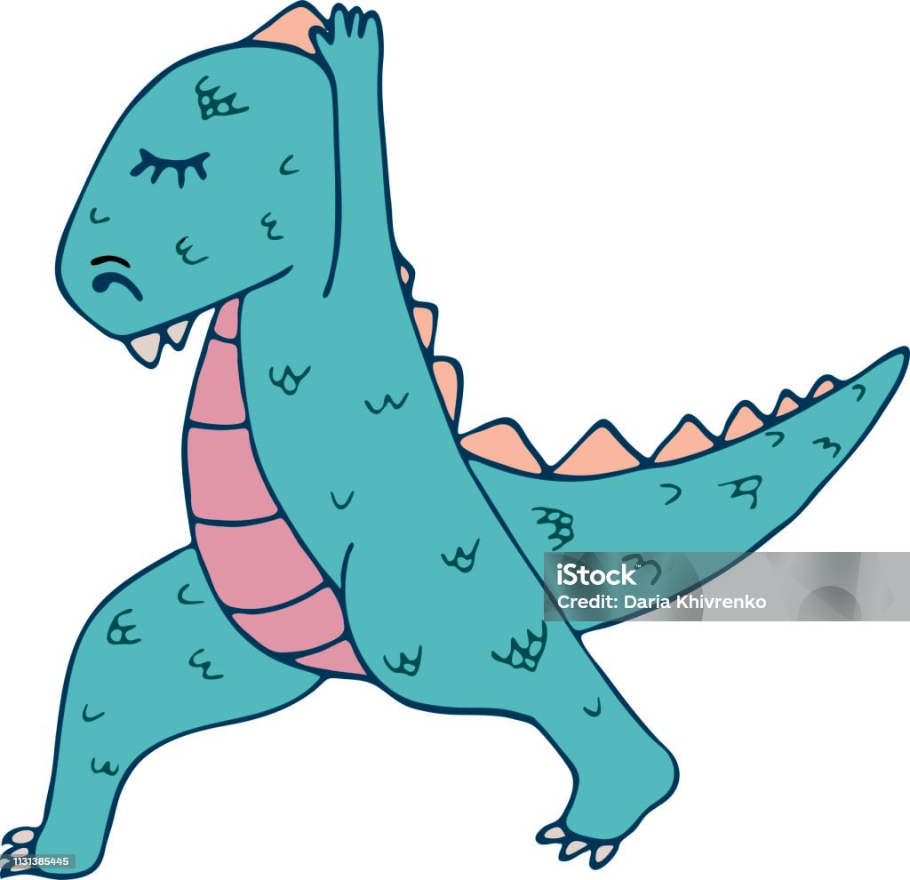 Dinosaur Yoga Illustration Dinosaur in yoga asanas, hand drawn vector illustration Activity stock vector