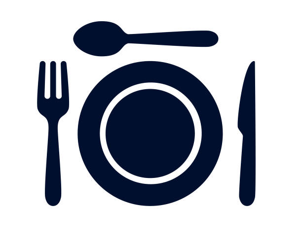 Tablespoon,Table knife,Fork And Plate Dinner Set Vector Illustration Dinner set cutlery vector illustration of plate fork tablespoon and table knife plate and fork stock illustrations