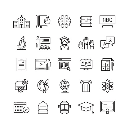 Education and School Related Vector Line Icons