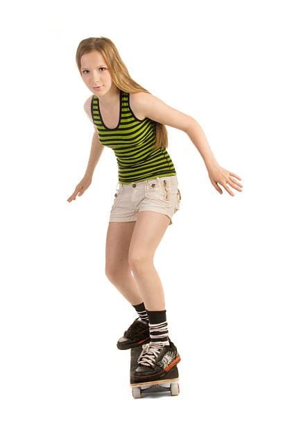 istock Careful girl on the skateboard. 113139089