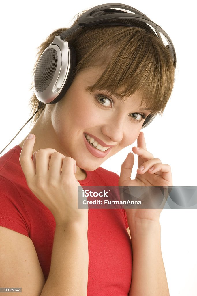 Chica-DJ. - Foto de stock de Auriculares - Equipo de música libre de derechos