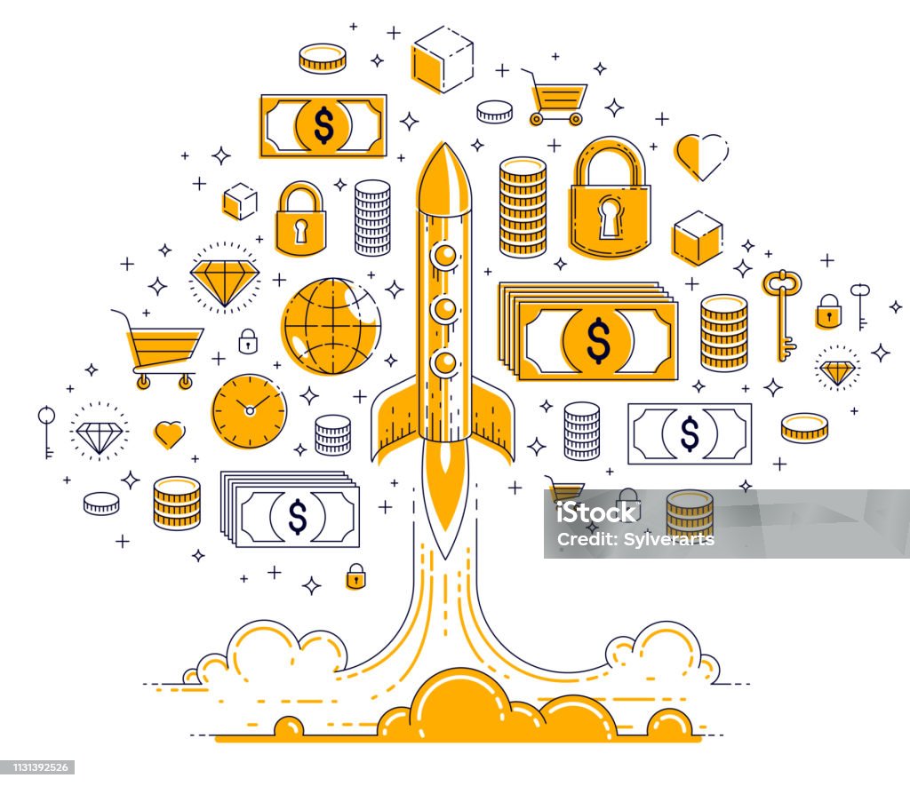 Start Up Rockets Startup Rockets Take Off Space Rockets Flying Start Up Business Concept ...