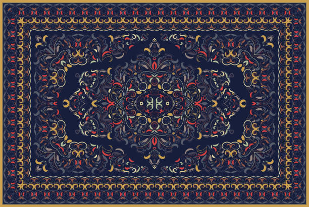 illustrazioni stock, clip art, cartoni animati e icone di tendenza di tappeto di colore persiano. - carpet rug persian rug persian culture