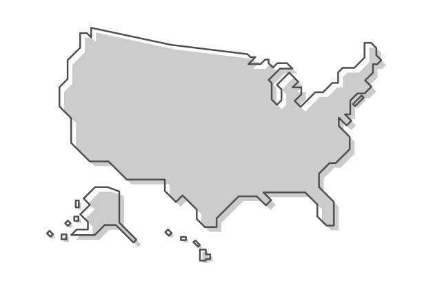United States Of America Map Modern Simple Line Style Vector Stock  Illustration - Download Image Now - iStock