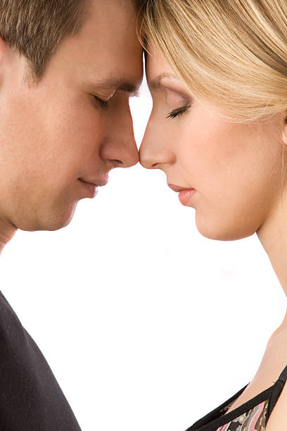 Couple, side view. stock photo