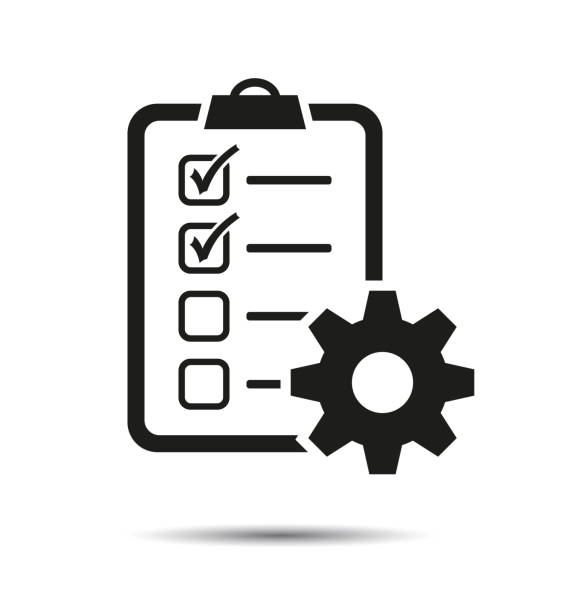 lista kontrolna pomocy technicznej ikona. - checklist clipboard organization document stock illustrations