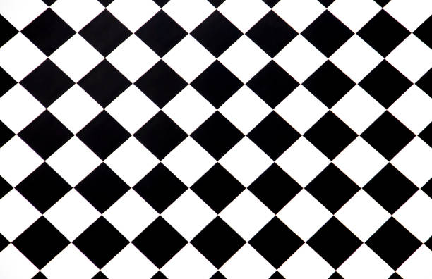 telhas de assoalho checkered preto e branco sem emenda como um teste padrão, vista superior - seamlessly - fotografias e filmes do acervo