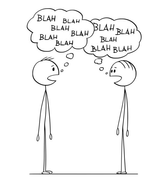 illustrations, cliparts, dessins animés et icônes de bande dessinée de deux hommes conversation avec des bulles de discours blah-blah - senseless