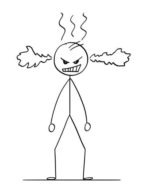 illustrazioni stock, clip art, cartoni animati e icone di tendenza di cartone animato di angry man o uomo d'affari - madman