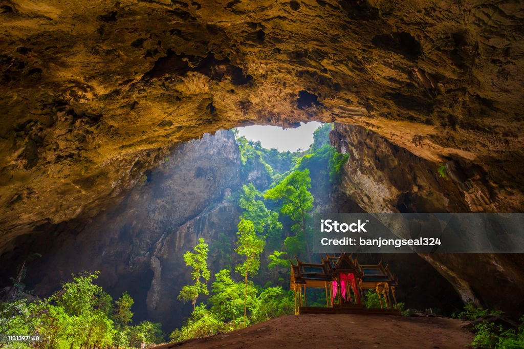 Royal Sala in Phra Nakorn Cave in Khao Sam Roi Yot, Prachuab Khiri Khan, Thailand Hua Hin - Thailand, Thailand, Prachuap Khiri Khan Province, Rock - Object, Cave Golf Stock Photo