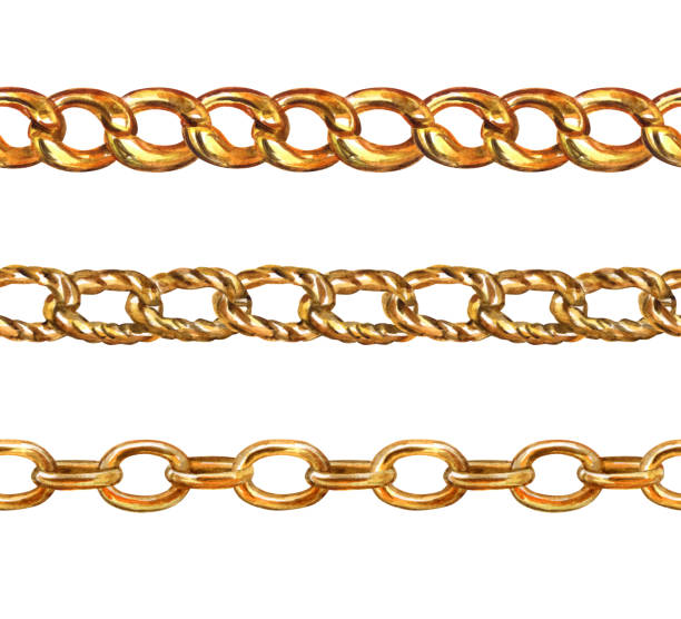 istock Set of gold chains, seamless border of chains 1131397484