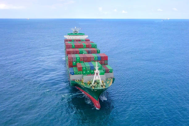 istock Aerial image of a container ship at sea. 1131398763