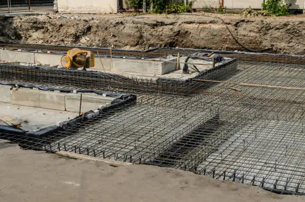 Framework for the concrete foundation of new building