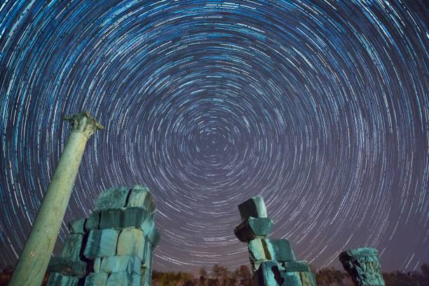 istock Ancient Roman Gate and Polaris Star Trails 1131407611