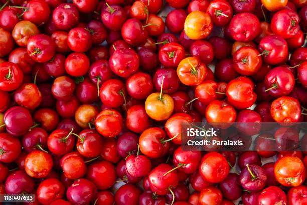 Close Up Of Fresh Acerola Cherry Fruits Stock Photo - Download Image Now - Acerola, Cherry, Berry