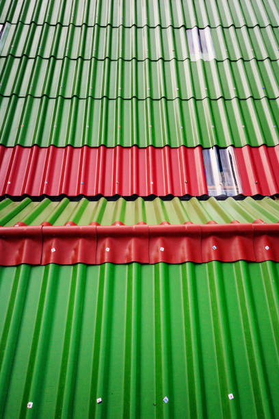 istock Old color corrugated metal sheet. Colorful background and texture. 1131407660