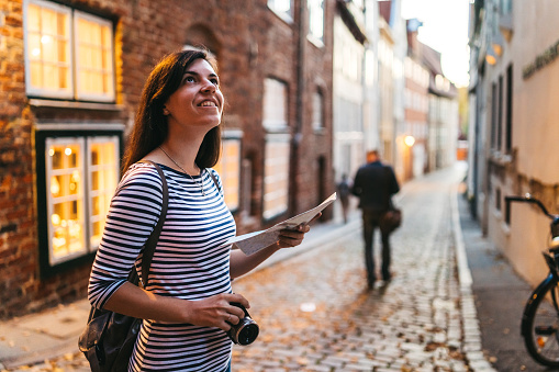 Woman exploring Lubeck old town