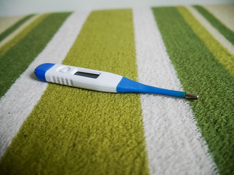 Thermometer isolated on green carpet