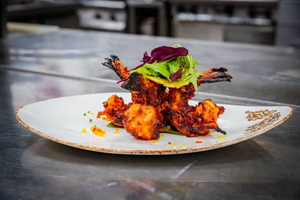 istock Fine Dining - Char Grilled Tiger Prawns Served on a Plate 1131411917