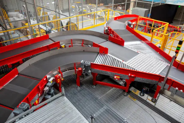 Photo of Conveyor sorting belt at distribution warehouse