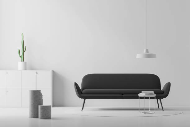 istock White living room, black sofa 1131418218