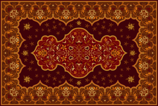 illustrations, cliparts, dessins animés et icônes de tapis de couleur persane. - textile pattern rug floral pattern