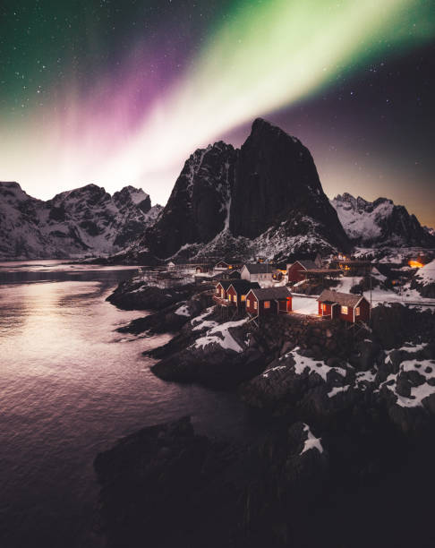 istock reine village under the aurora 1131424794