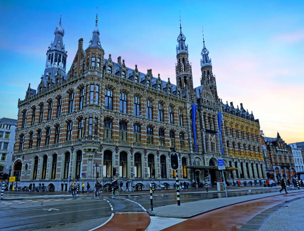 istock Medieval building in Amsterdam Netherlands at sunset 1131427890
