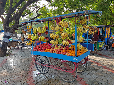 Stall full of fruit for sale along the road in Tiruvanamalai India