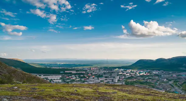 View of the city of Kirovsk from the slope of Mount Aikuivenchorr