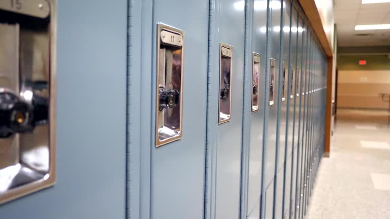 Row of lockers in school building