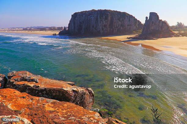 Above Sandy Beach In Torres City With Cliffs Rock Formations Rio Grande Do Sul Stock Photo - Download Image Now