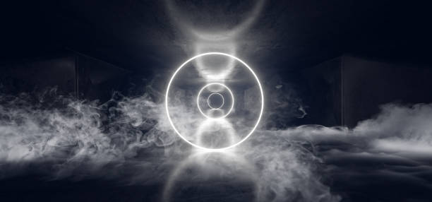 istock Smoke Fog Neon Glowing Psychedelic Vibrant Cosmic Fluorescent Luxurious Luminous Sci Fi Futuristic Retro  Circle Lights Ice White Grunge Concrete Tunnel 3D Rendering 1131443097