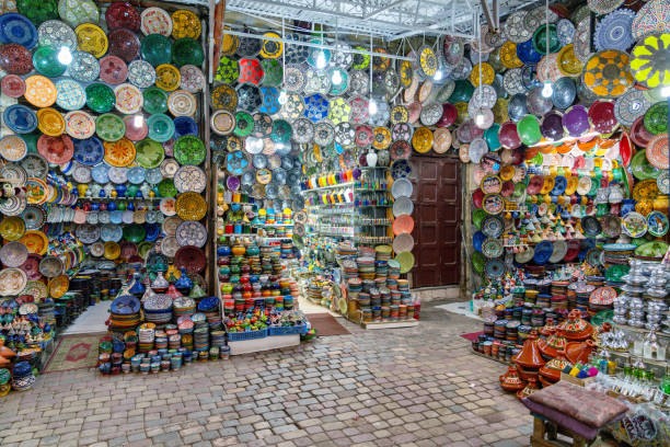 istock Crockery shop in market souk in Marrakech 1131444843