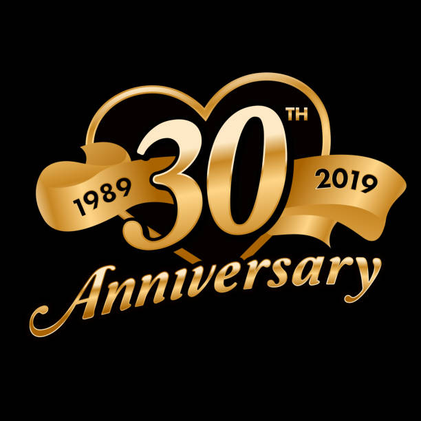 30th Anniversary Symbol 30h Anniversary Symbol with gold ribbon pics of a bewitched stock illustrations