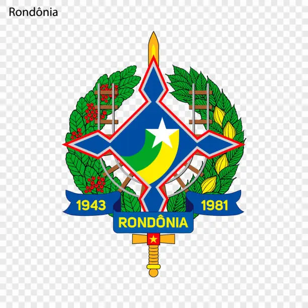 Vector illustration of Emblem of Rondonia, state of Brazil