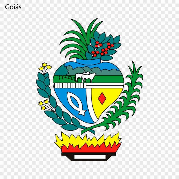 stockillustraties, clipart, cartoons en iconen met embleem van goias, staat van brazilië - goiás