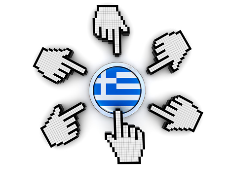 Hand cursor on Greece flag button