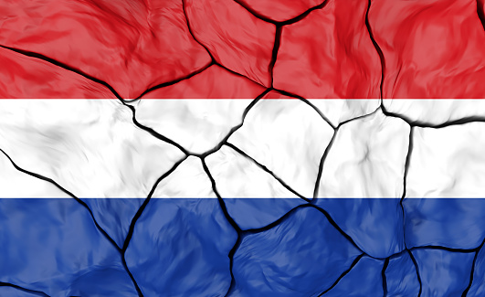 Dutch Flag On Cracked background