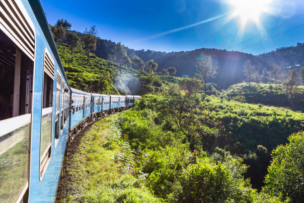 Train from Ella to Kandy . Sri Lanka. stock photo