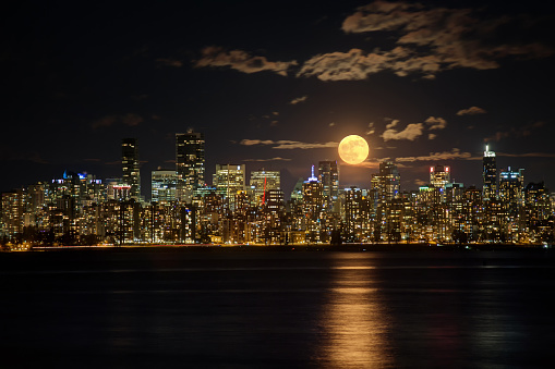 Moonrise above Downtown Vancouver