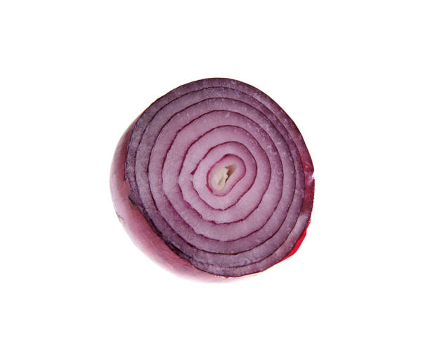 istock Red onion isolated on white. Cut in half. Clipping way. Clipping path. 1131462749